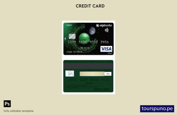 listo para imprimir plantilla de tarjeta de crédito clásica visa OTP banka de Cr